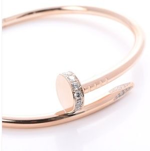 18k Rose Gold CZ Nail Screw Bracelet Bangle Gift 🎁